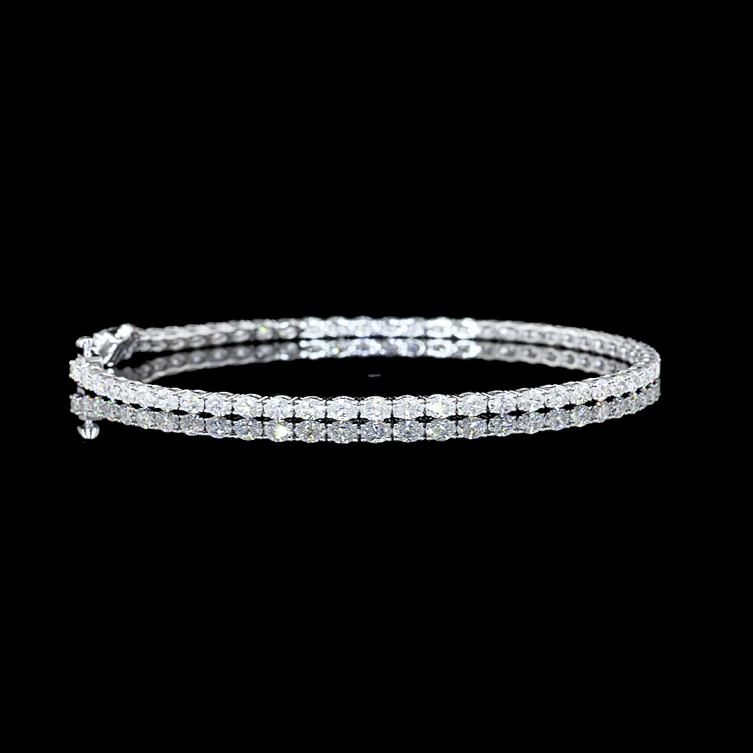 Lab-Grown 2.99 Carat Oval F-VS1 Diamond 14K White Gold Tennis Bracelet