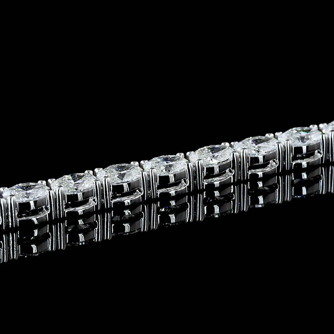 Lab-Grown 2.99 Carat Oval F-VS1 Diamond 14K White Gold Tennis Bracelet