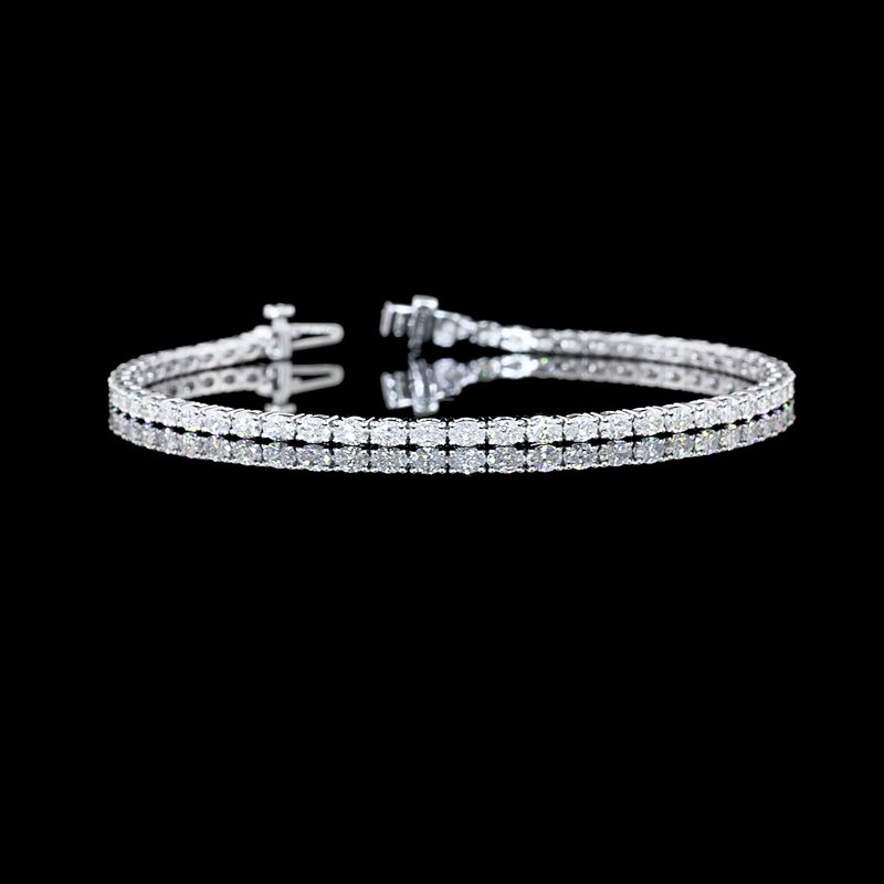 Lab-Grown 3.01 Carat Oval F-VS1 Diamond 14K White Gold Tennis Bracelet