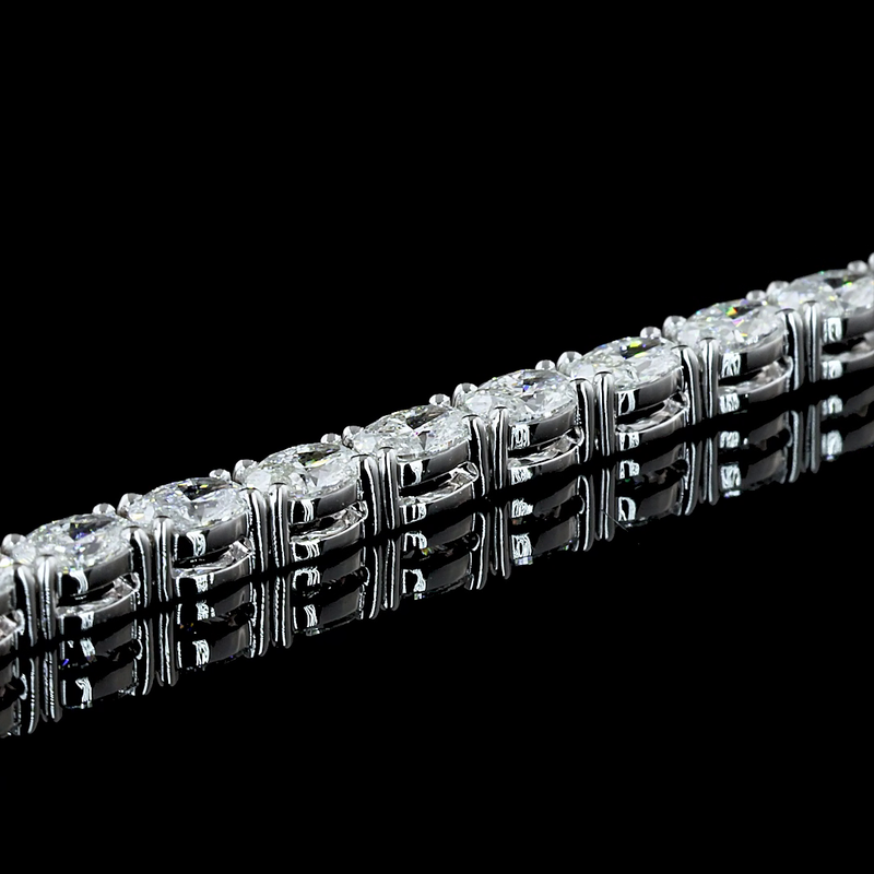 Lab-Grown 3.01 Carat Oval F-VS1 Diamond 14K White Gold Tennis Bracelet