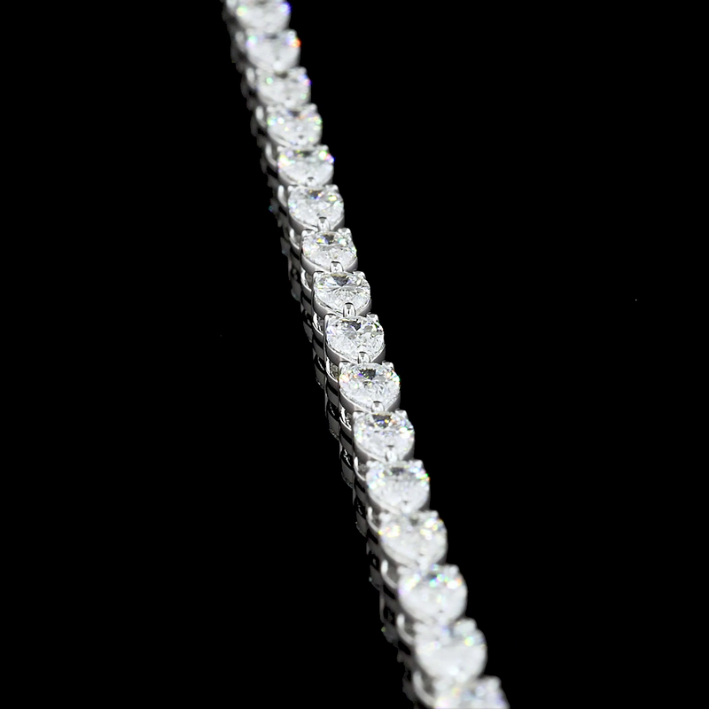 Lab-Grown 4.07 Carat Pear E-VS Diamond 14K White Gold Tennis Bracelet