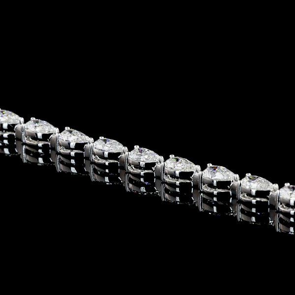 Lab-Grown 4.00 Carat Pear E-VS Diamond 14K White Gold Tennis Bracelet