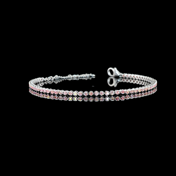Lab-Grown 0.98 Carat Round Fancy Vivid Pink-VS2 Diamond 14K White Gold Tennis Br