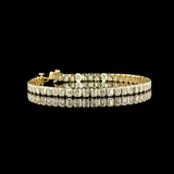 Lab-Grown 7.15 Carat Emerald E-VS Diamond 14K Yellow Gold Tennis Bracelet