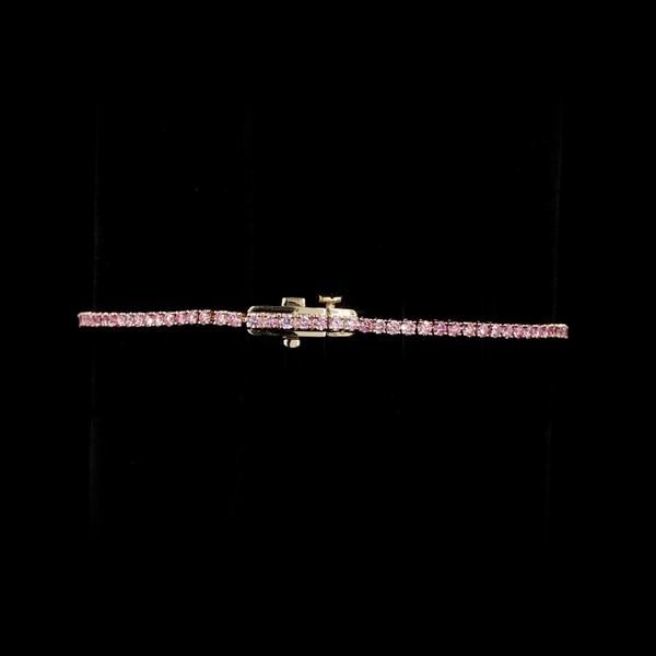 Lab-Grown 1.57 Carat Round Fancy Vivid Pink-VS2 Diamond 14K White Gold Tennis Bracelet