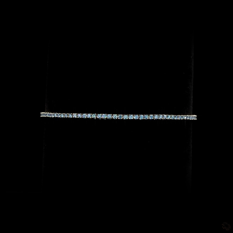 Lab-Grown 1.49 Carat Round Fancy Vivid Blue-VS1 Diamond 14K White Gold Tennis Bracelet