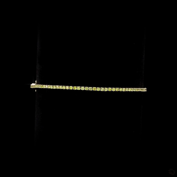 Lab-Grown 1.57 Carat Round Fancy Yellow-VS2 Diamond 14K Yellow Gold Tennis Bracelet