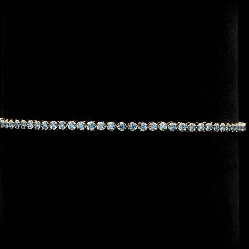 Lab-Grown 0.93 Carat Round E-VS1 Diamond 14K Yellow Gold Tennis Bracelet