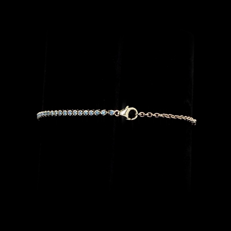 Lab-Grown 0.93 Carat Round E-VS1 Diamond 14K Yellow Gold Tennis Bracelet