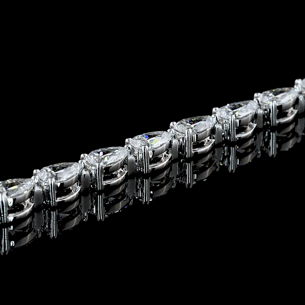 Lab-Grown 3.83 Carat Pear E-VS1 Diamond 14K White Gold Tennis Bracelet