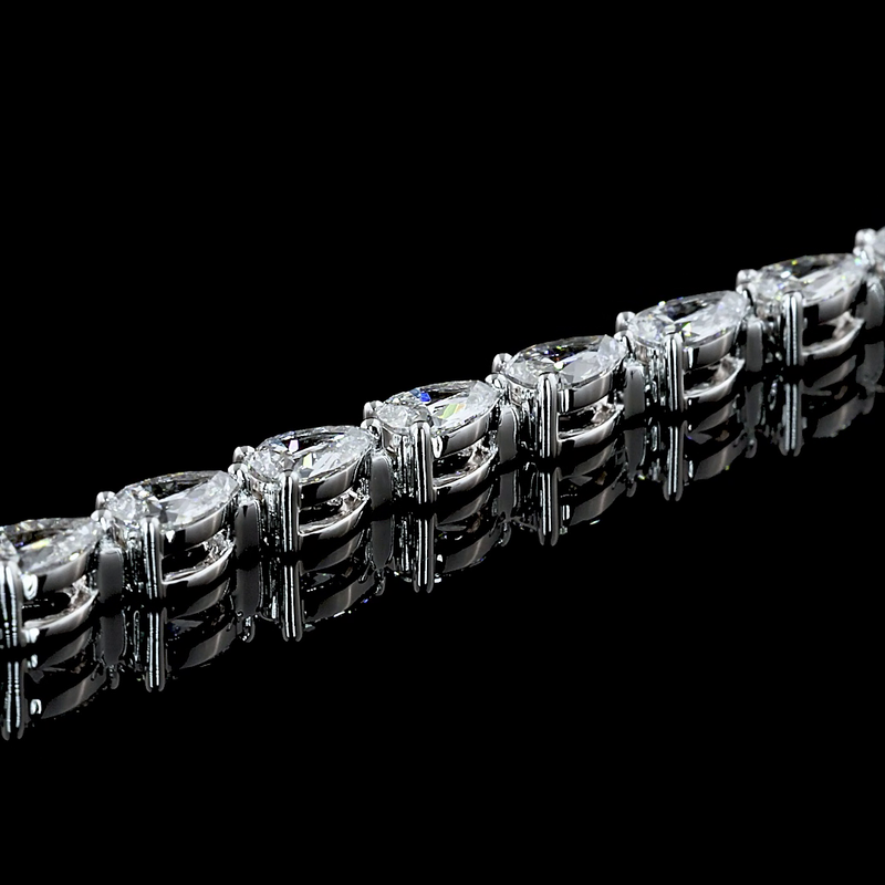 Lab-Grown 3.83 Carat Pear E-VS1 Diamond 14K White Gold Tennis Bracelet