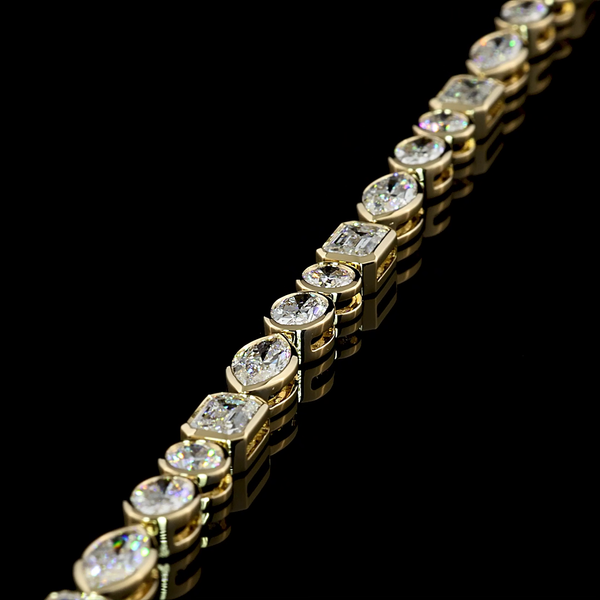 Lab-Grown 7.14 Carat MIX E-VS Diamond 14K Yellow Gold Tennis Bracelet