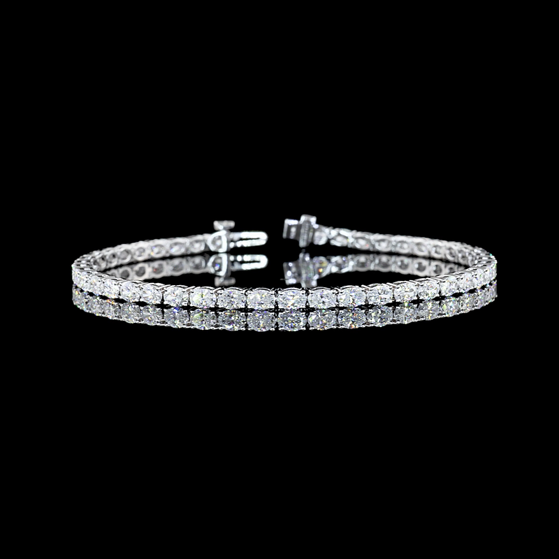 Lab-Grown 4.91 Carat Oval F-VS2 Diamond 14K White Gold Tennis Bracelet