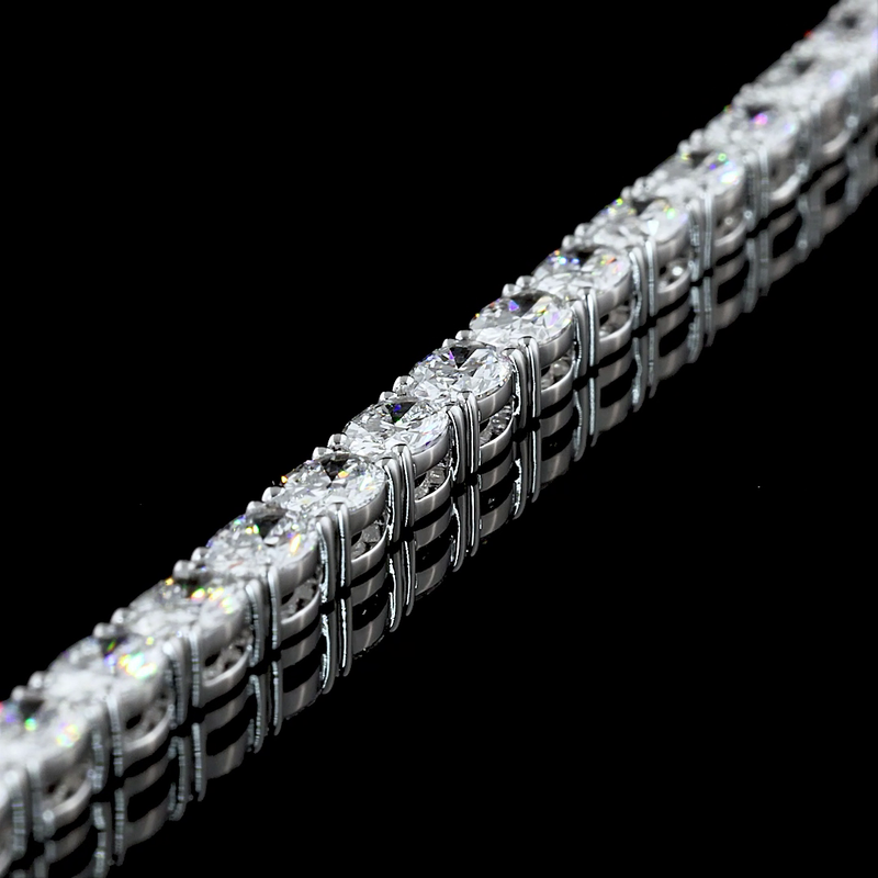 Lab-Grown 4.91 Carat Oval F-VS2 Diamond 14K White Gold Tennis Bracelet