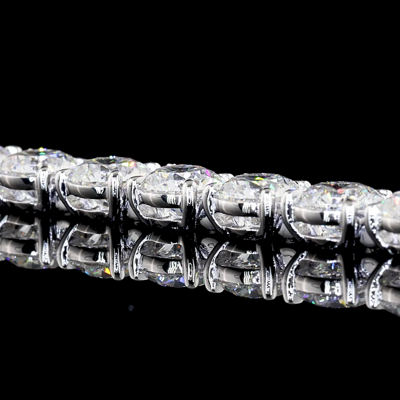 Lab-Grown 15.7 Carat Round E-VS Diamond 14K White Gold Tennis Bracelet