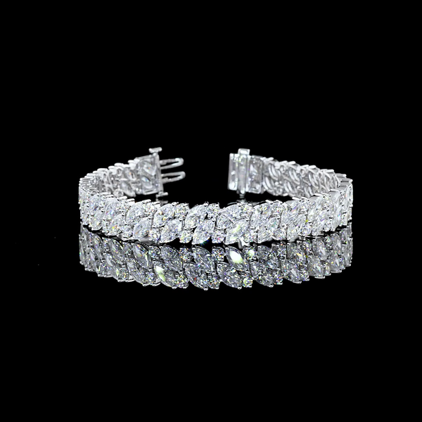 Lab-Grown 19.74 Carat MIX F-VS2 Diamond 14K White Gold Tennis Bracelet