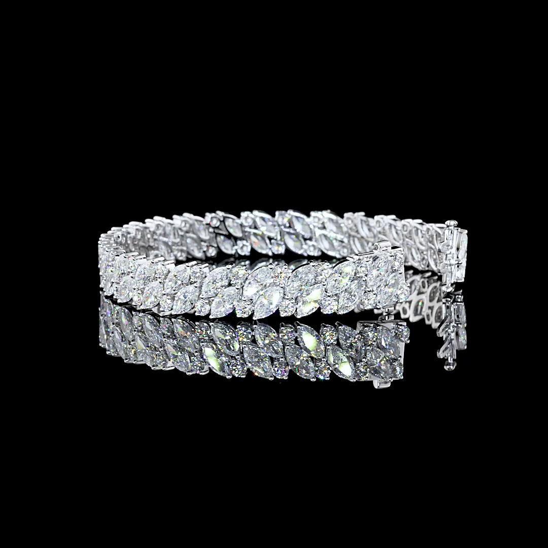 Lab-Grown 19.74 Carat MIX F-VS2 Diamond 14K White Gold Tennis Bracelet