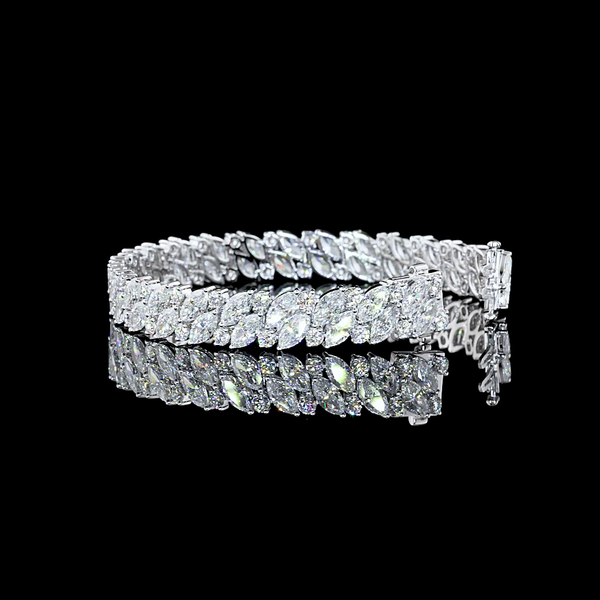 Lab-Grown 19.74 Carat MIX F-VS2 Diamond 14K White Gold Tennis Bracelet