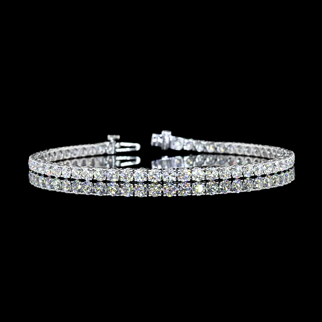 Lab-Grown 5.18 Carat Round E-VS Diamond 14K White Gold Tennis Bracelet