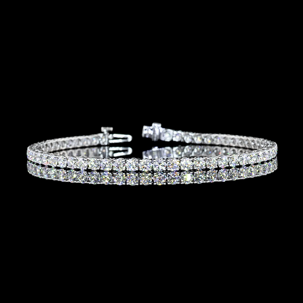 Lab-Grown 5.18 Carat Round E-VS Diamond 14K White Gold Tennis Bracelet