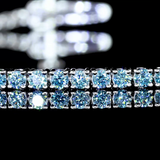 Lab-Grown 1.49 Carat Round Fancy Vivid Blue-VS1 Diamond 14K White Gold Tennis Bracelet