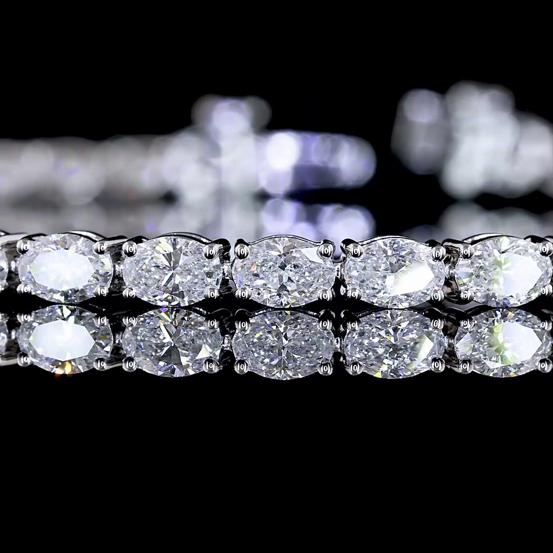 Lab-Grown 5.14 Carat Oval E-VS Diamond 14K White Gold Tennis Bracelet