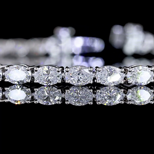Lab-Grown 5.14 Carat Oval E-VS Diamond 14K White Gold Tennis Bracelet