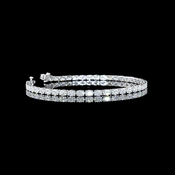 Lab-Grown 5.13 Carat Oval E-VS Diamond 14K White Gold Tennis Bracelet
