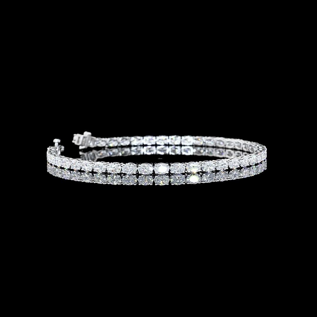 Lab-Grown 5.13 Carat Oval E-VS Diamond 14K White Gold Tennis Bracelet