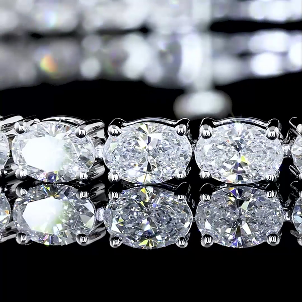 Lab-Grown 5.13 Carat Oval E-VS Diamond 14K White Gold Tennis Bracelet