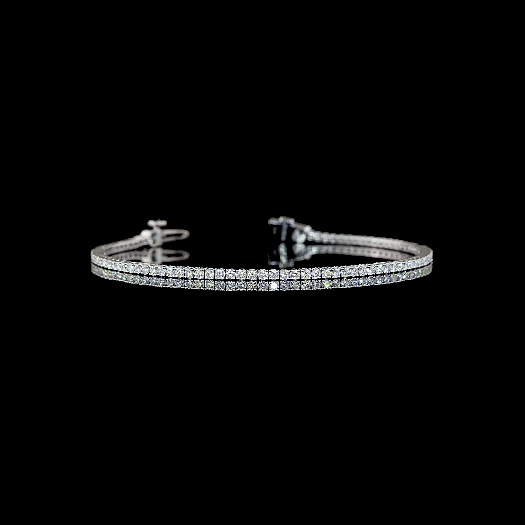 Lab-Grown 1.53 Carat Round E-VS1 Diamond 14K White Gold Tennis Bracelet