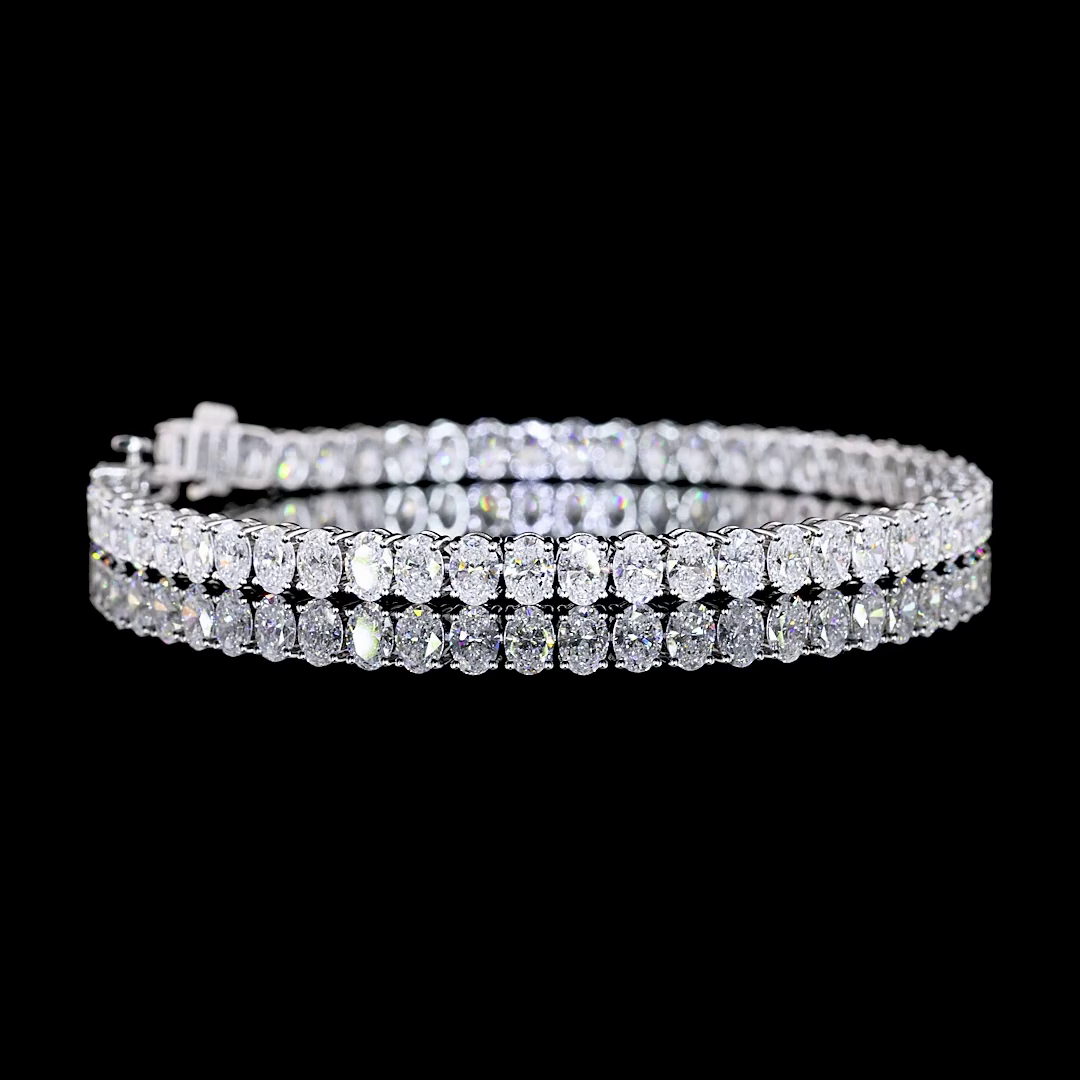 Lab-Grown 9.81 Carat Oval E-VS Diamond 14K White Gold Tennis Bracelet
