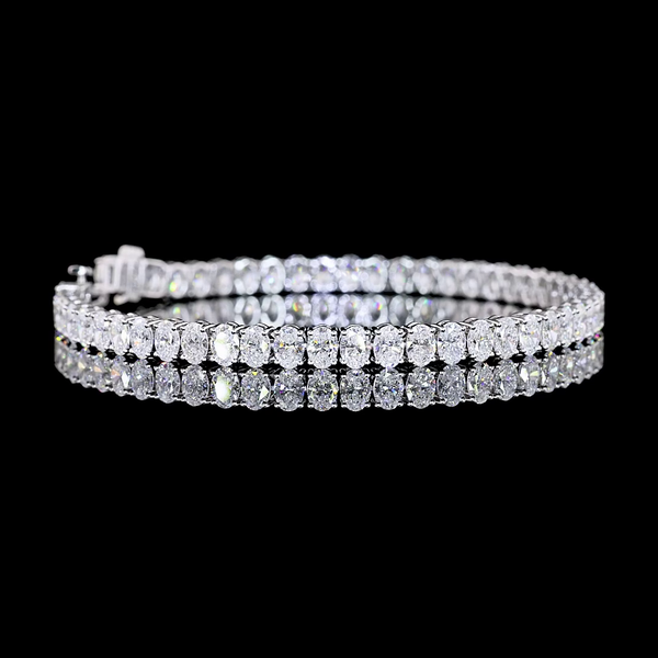 Lab-Grown 9.81 Carat Oval E-VS Diamond 14K White Gold Tennis Bracelet