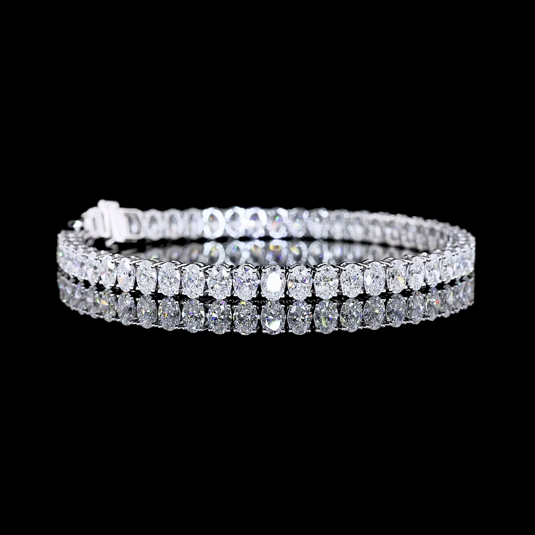 Lab-Grown 11.08 Carat Oval E-VS Diamond 14K White Gold Tennis Bracelet