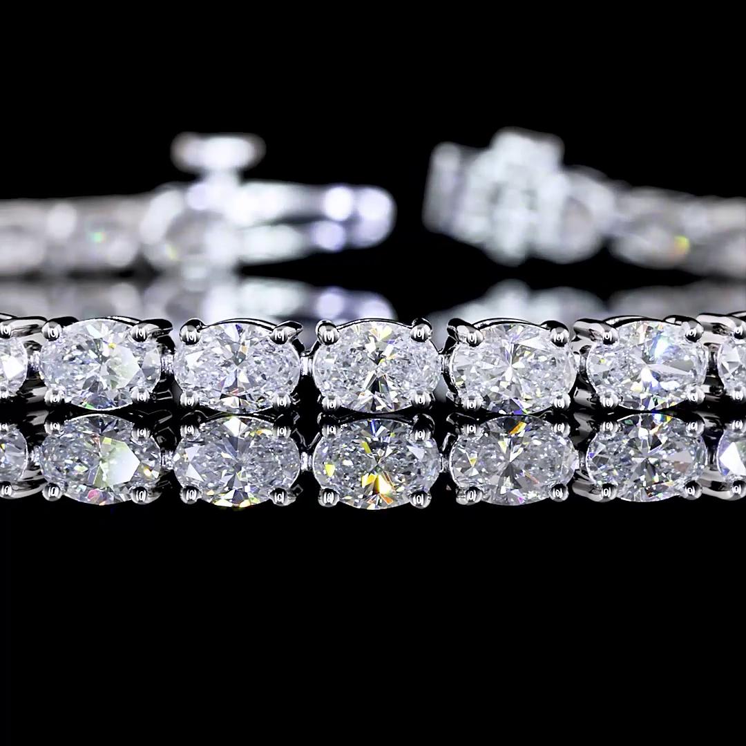 Lab-Grown 5.08 Carat Oval E-VS Diamond 14K White Gold Tennis Bracelet