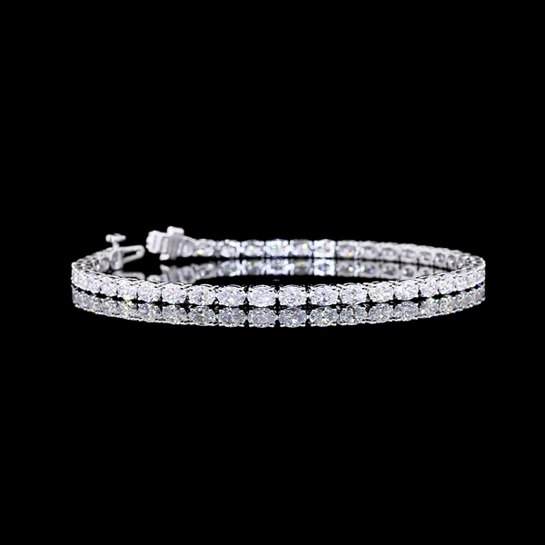 Lab-Grown 5.03 Carat Oval E-VS Diamond 14K White Gold Tennis Bracelet