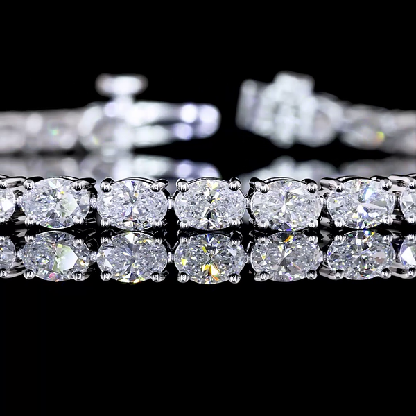 Lab-Grown 5.03 Carat Oval E-VS Diamond 14K White Gold Tennis Bracelet