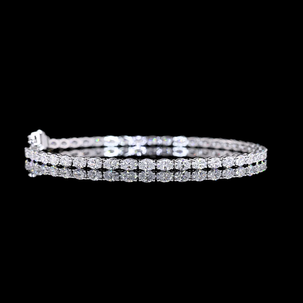 Lab-Grown 4.96 Carat Oval E-VS Diamond 14K White Gold Tennis Bracelet