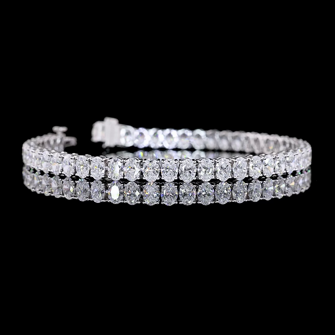 Lab-Grown 10.62 Carat Oval F-VS2 Diamond 14K White Gold Tennis Bracelet