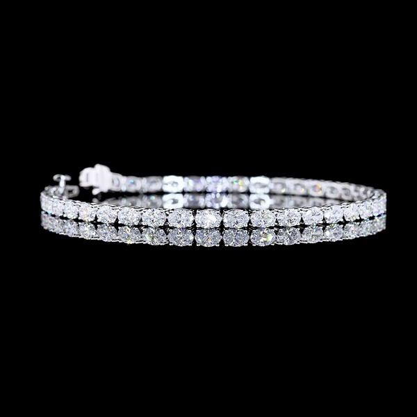 Lab-Grown 6.15 Carat Oval E-VS Diamond 14K White Gold Tennis Bracelet