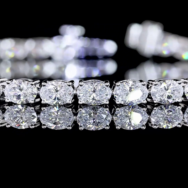 Lab-Grown 6.15 Carat Oval E-VS Diamond 14K White Gold Tennis Bracelet