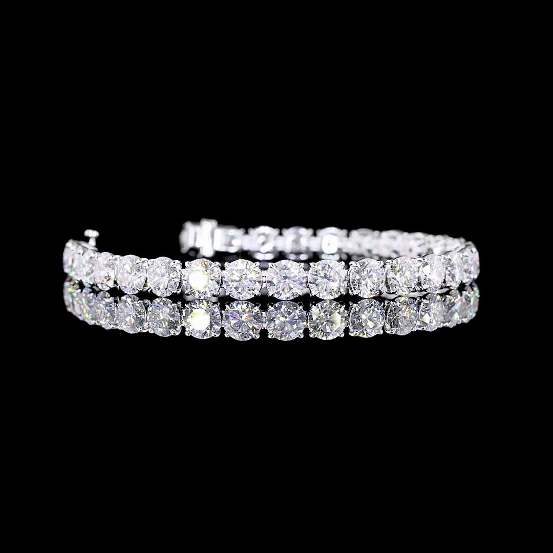 Lab-Grown 20.03 Carat Round E-VS Diamond 14K White Gold Tennis Bracelet