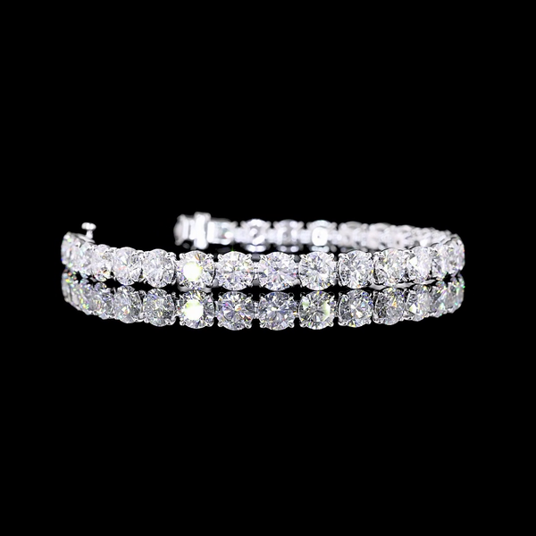 Lab-Grown 20.03 Carat Round E-VS Diamond 14K White Gold Tennis Bracelet