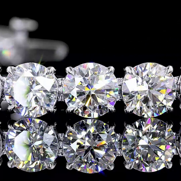 Lab-Grown 20.03 Carat Round E-VS Diamond 14K White Gold Tennis Bracelet