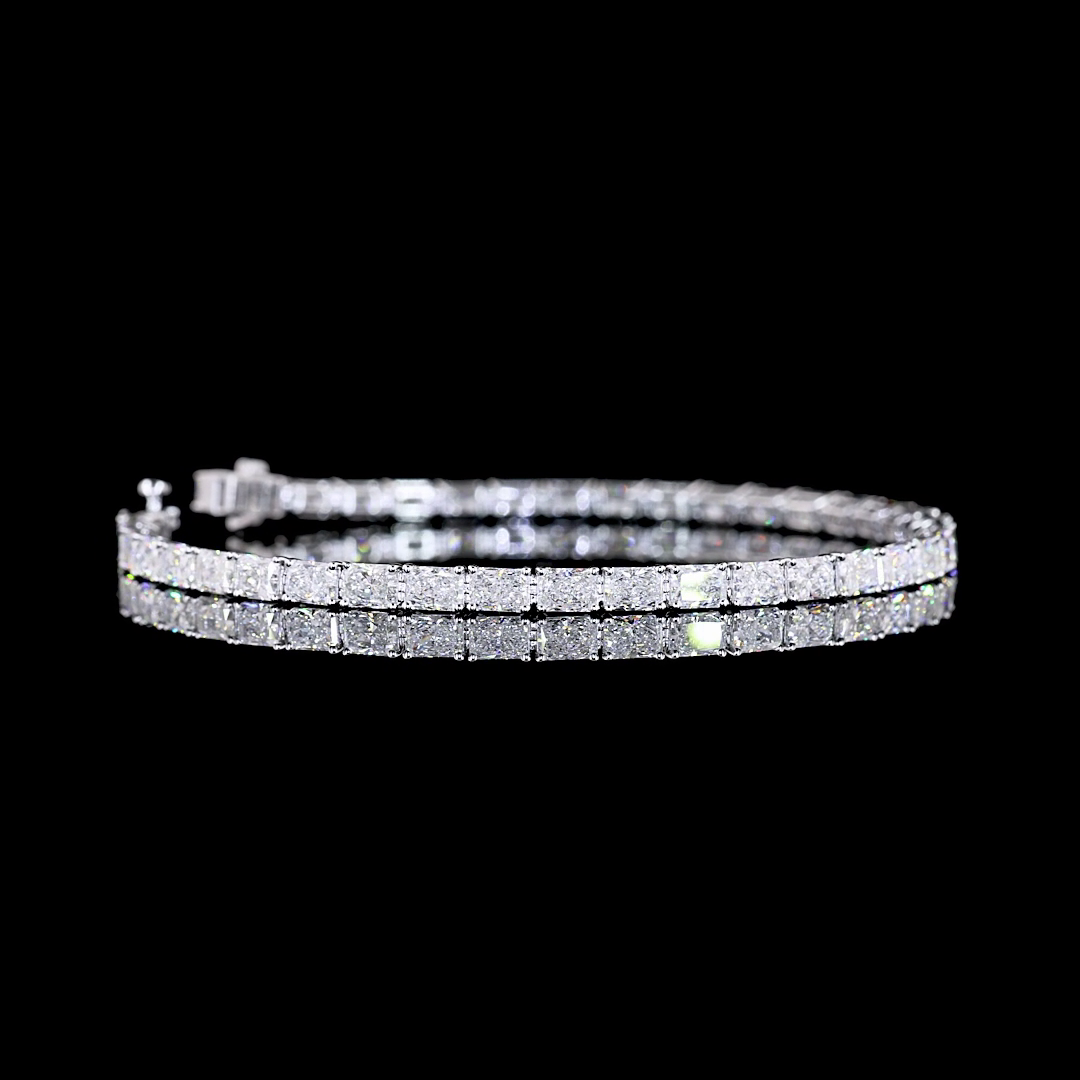 Lab-Grown 8.15 Carat Radiant E-VS Diamond 14K White Gold Tennis Bracelet