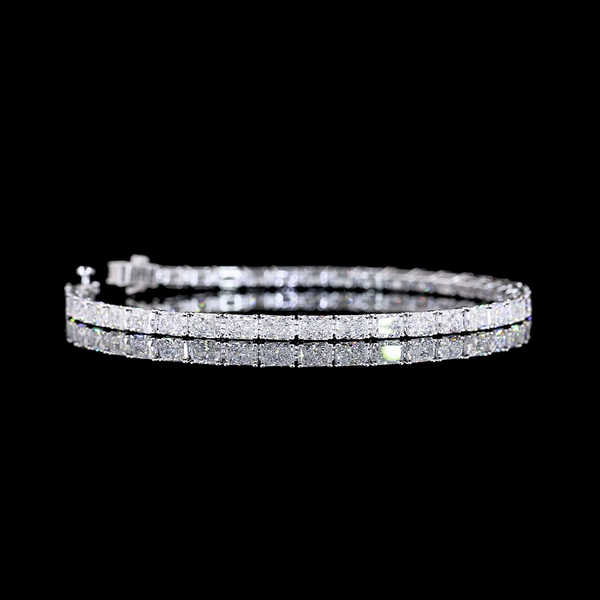 Lab-Grown 8.15 Carat Radiant E-VS Diamond 14K White Gold Tennis Bracelet