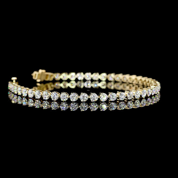 Lab-Grown 5.04 Carat Round E-VS Diamond 14K Yellow Gold Tennis Bracelet