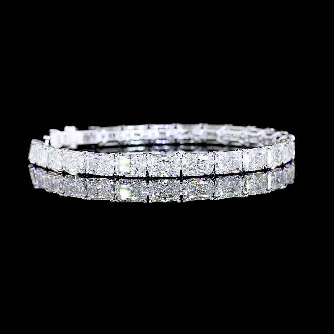 Lab-Grown 25 Carat Radiant F-VS1 Diamond 14K White Gold Tennis Bracelet