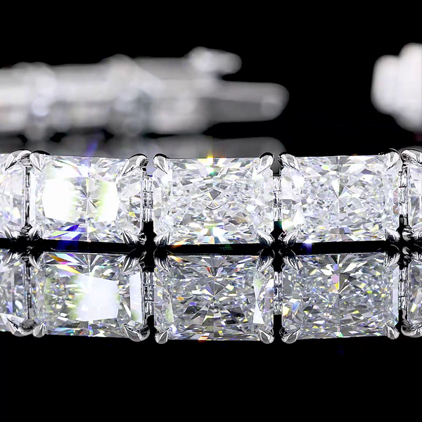 Lab-Grown 25 Carat Radiant F-VS1 Diamond 14K White Gold Tennis Bracelet