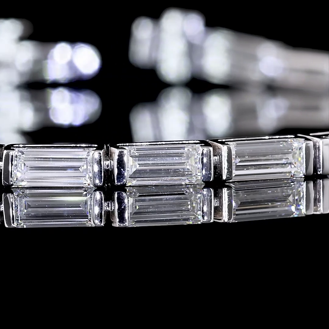 Lab-Grown 6.35 Carat Baguette F-VS2 Diamond 14K White Gold Tennis Bracelet
